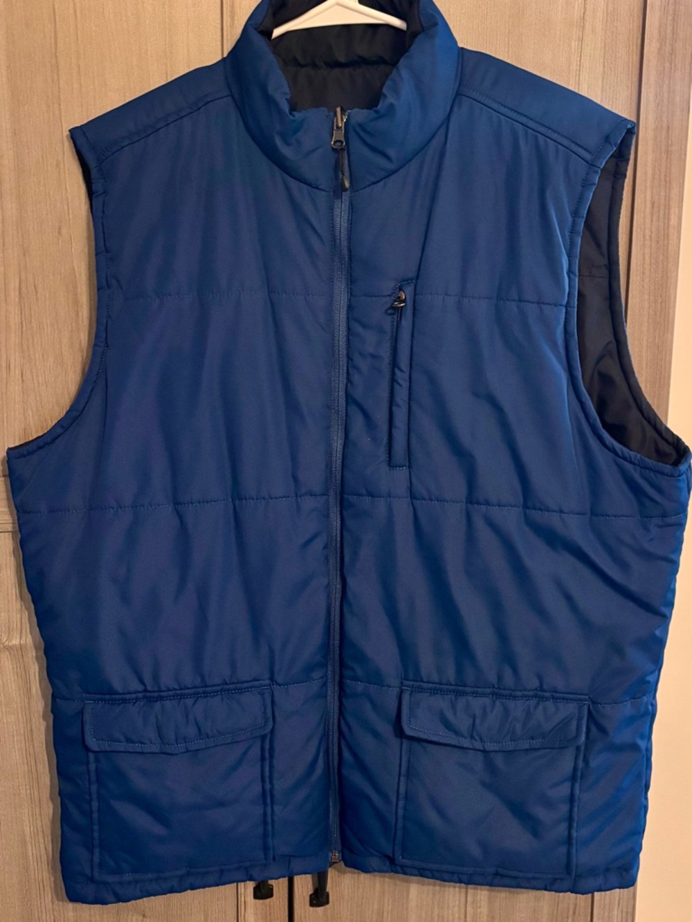 Blue Quilted Puffer Vest REVERSIBLE